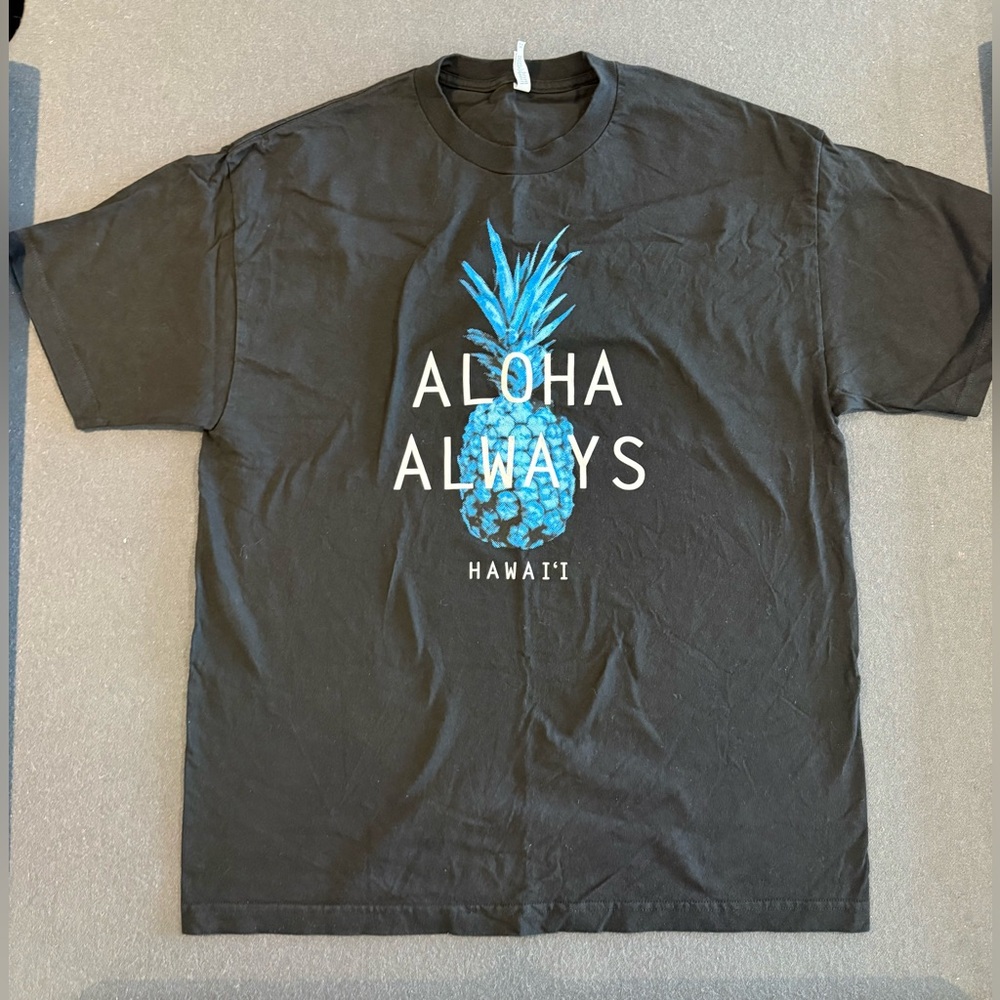 Aloha Always Pineapple Hawaii Graphic Black Shirt Black XL